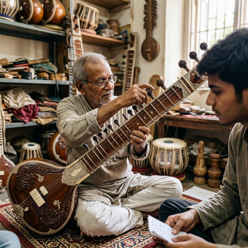 Sitar tuning and structural anatomy lesson